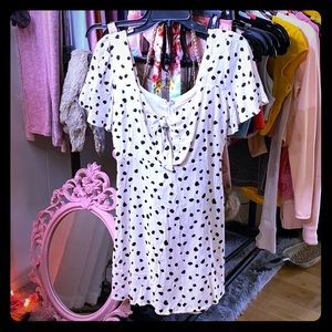 Cute Lush dress. White with black spots.